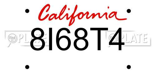 8I68T4 California License Plate