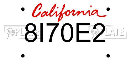 8I70E2 California License Plate