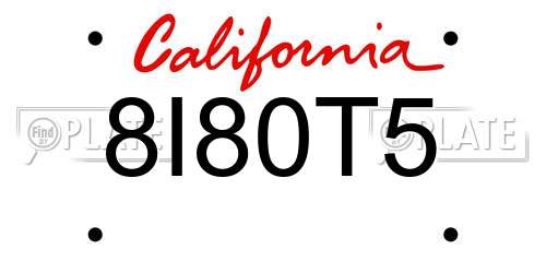 8I80T5 California License Plate