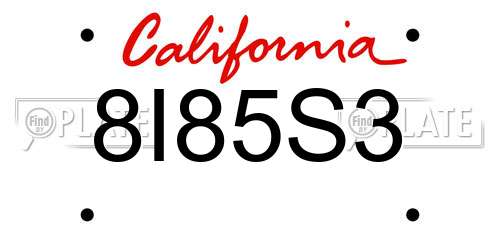 8I85S3 California License Plate