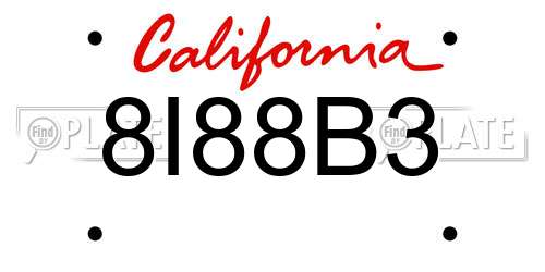 8I88B3 California License Plate