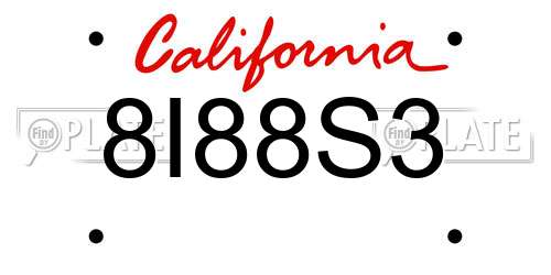 8I88S3 California License Plate