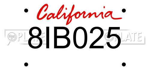 8IB025 California License Plate