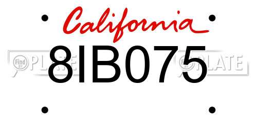 8IB075 California License Plate