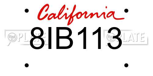 8IB113 California License Plate