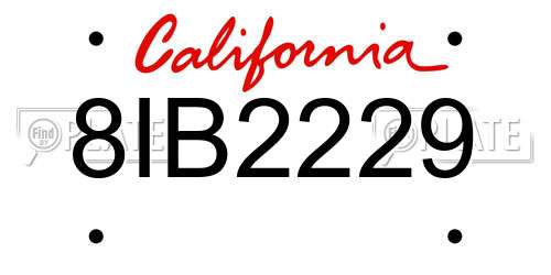 8IB2229 California License Plate