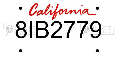 8IB2779 California License Plate