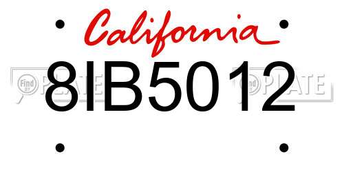 8IB5012 California License Plate