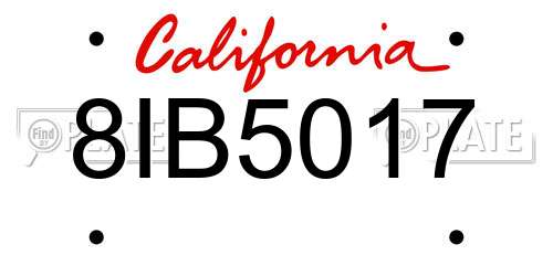 8IB5017 California License Plate
