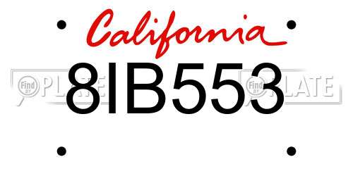 8IB553 California License Plate