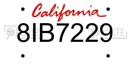 8IB7229 California License Plate