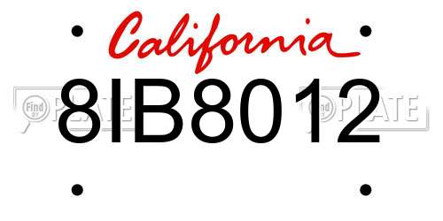 8IB8012 California License Plate