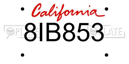 8IB853 California License Plate