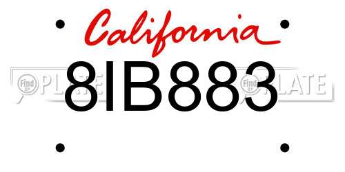 8IB883 California License Plate