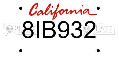 8IB932 California License Plate