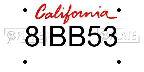 8IBB53 California License Plate