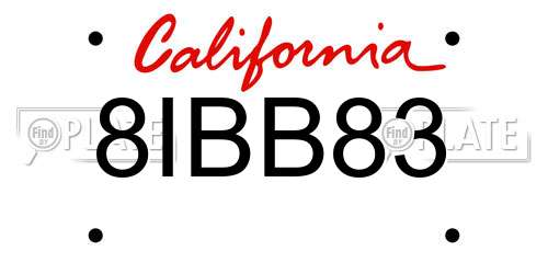 8IBB83 California License Plate