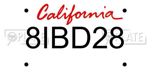 8IBD28 California License Plate