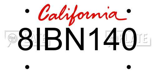 8IBN140 California License Plate