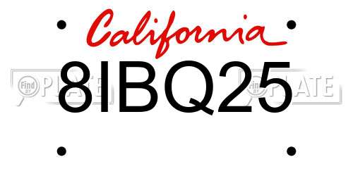 8IBQ25 California License Plate