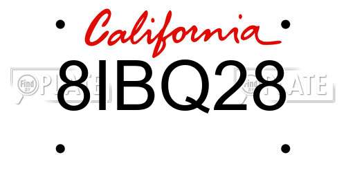 8IBQ28 California License Plate