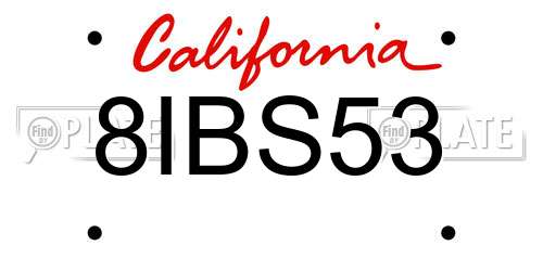 8IBS53 California License Plate