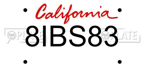 8IBS83 California License Plate