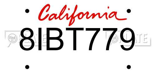 8IBT779 California License Plate