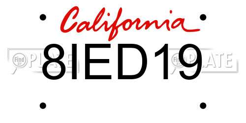8IED19 California License Plate