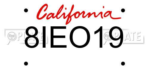 8IEO19 California License Plate