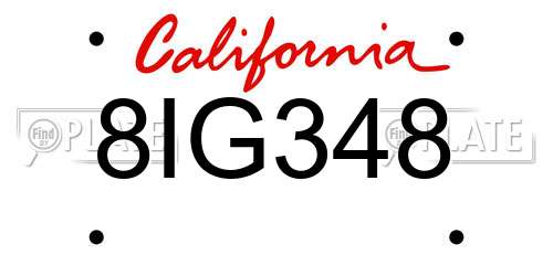 8IG348 California License Plate