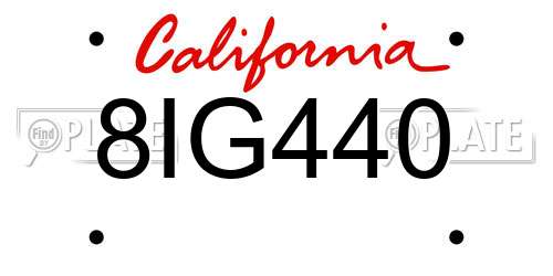 8IG440 California License Plate