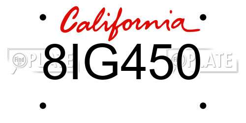 8IG450 California License Plate
