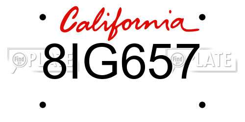 8IG657 California License Plate