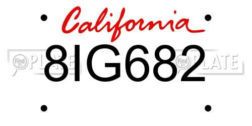 8IG682 California License Plate