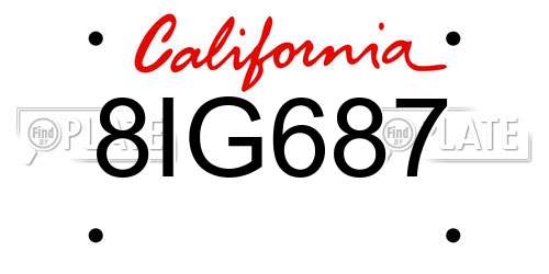 8IG687 California License Plate