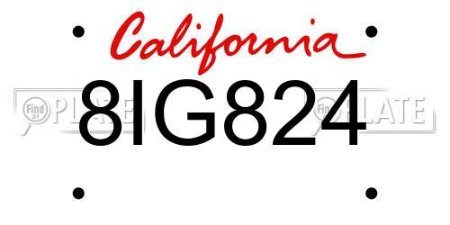 8IG824 California License Plate