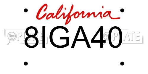 8IGA40 California License Plate