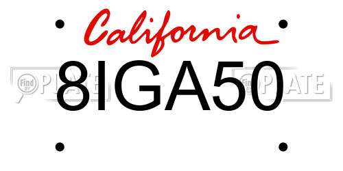 8IGA50 California License Plate