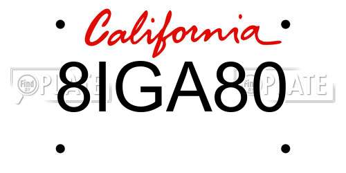 8IGA80 California License Plate
