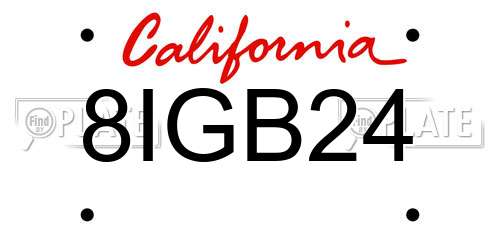 8IGB24 California License Plate