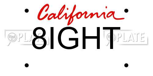 8IGHT California License Plate