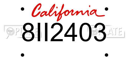 8II2403 California License Plate