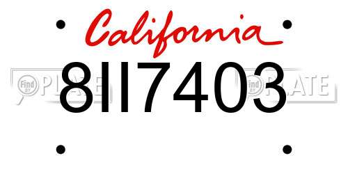 8II7403 California License Plate
