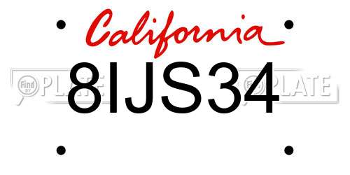 8IJS34 California License Plate