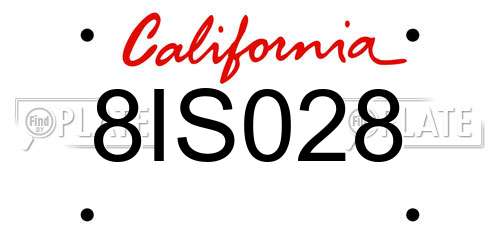 8IS028 California License Plate