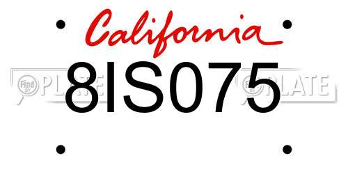 8IS075 California License Plate