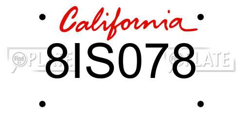 8IS078 California License Plate