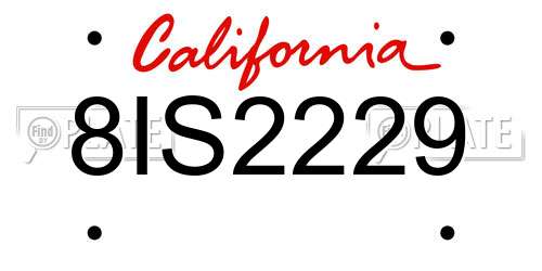 8IS2229 California License Plate