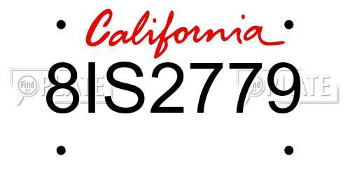 8IS2779 California License Plate